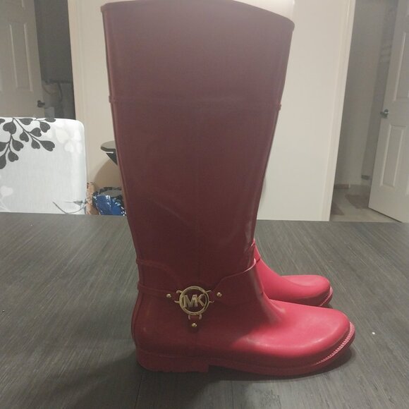 Michael Kors Fulton Harness Rubber Rainboots Red - Picture 4 of 4